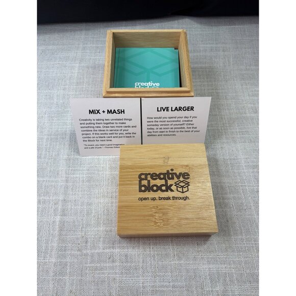 Creative Block Bamboo Box With Prompt Cards For Creativity & Mindfulness - Picture 1 of 2